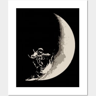 Astronaut surfs on the moon Posters and Art